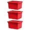 Storex Storage Bin, Polypropylene, Red, 3 PK 61452U06C - alternate 1